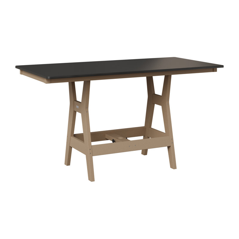 Table de bar Harbour, H 35,5 po x l 66 po x P 33 po, Noir martelé, Bois vieilli
