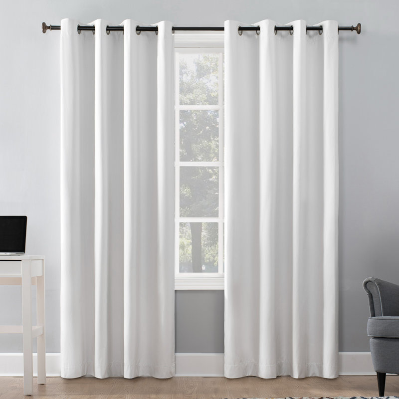 White 50x108 Polyester Blackout Grommet Curtain Panel