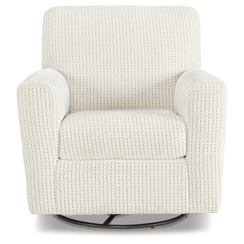 Upholstered Swivel Armchair, White Polyester