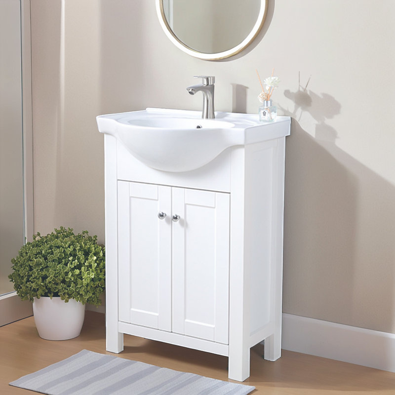 24'' White Modern Free-Standing Single Bathroom Vanity Set