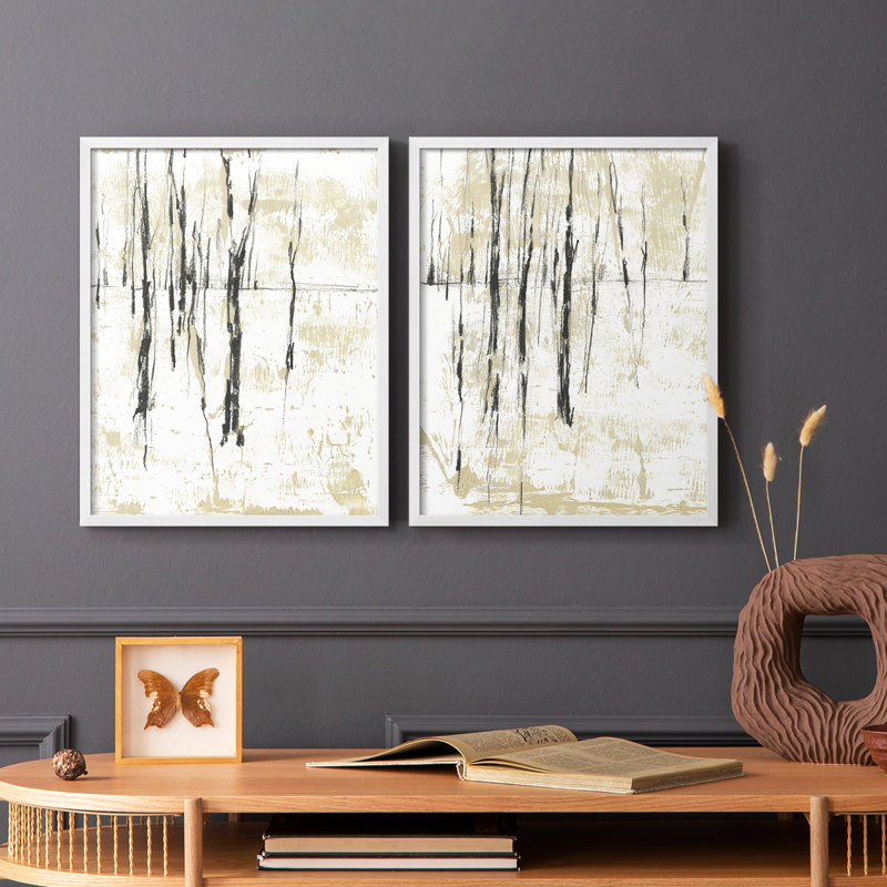Impression encadrée Gilded Forest I-Premium - prête à être accrochée - aucun clou requis - aucun clou requis, Blanc