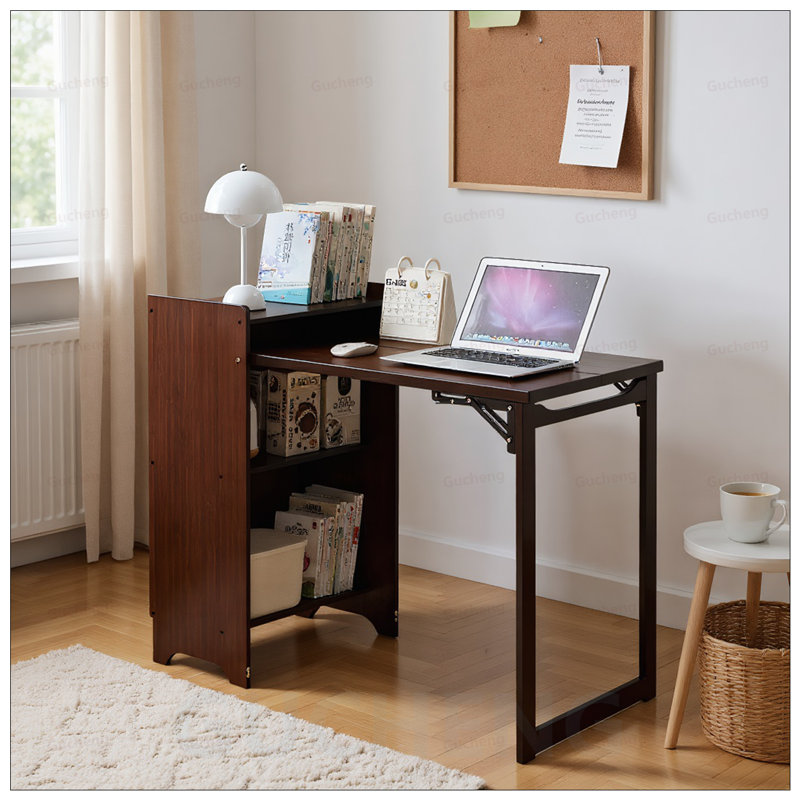 Bureau pliant en bambou avec rangement caché, parfait pour les petits espaces et le bureau à domicile, design Mid-Century