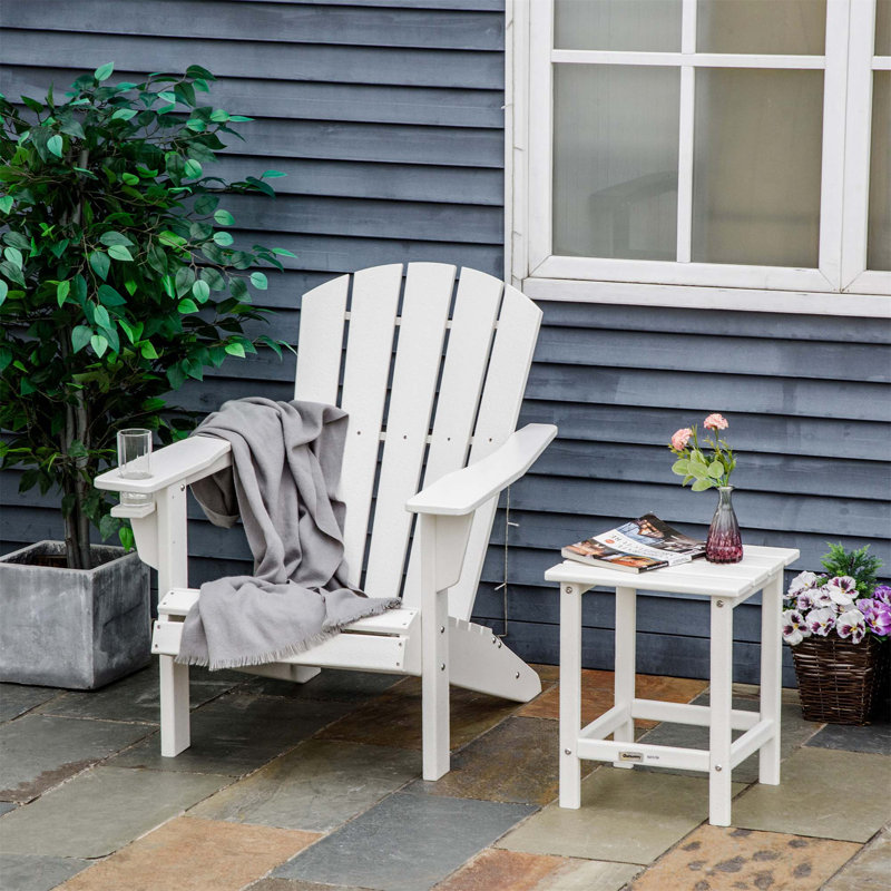 Chaise Adirondack avec porte-gobelet Outsunny, White