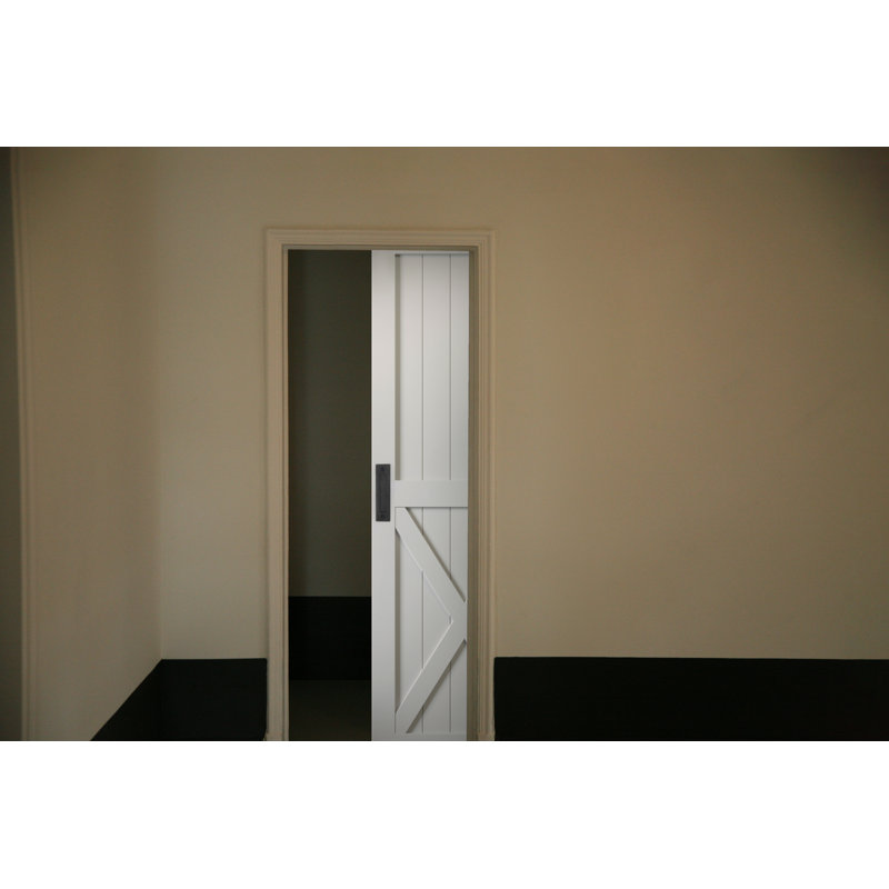 Matte Black and Brushed Steel Round Barn Door Handle Set