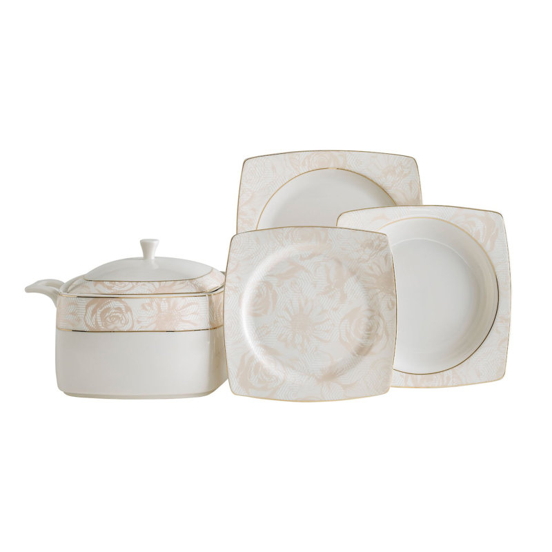 Porcelain China Dinnerware Set 61 Piece - Service for 12