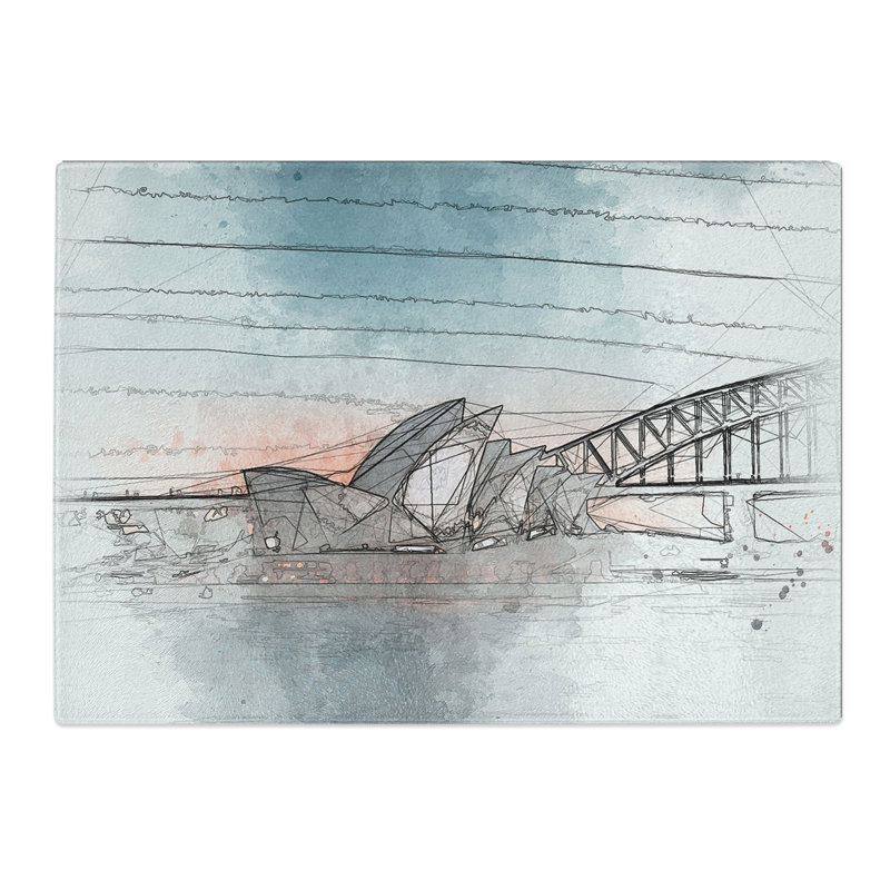 Tempered Glass Sydney Opera House in Australia Abstract Chopping Board, 28.5 cm x 39 cm