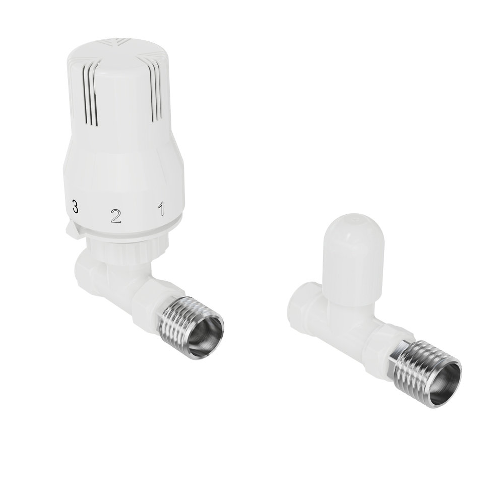 Straight Thermostatic Valve And Manual Radiator Valve For Heated Towel Rail Radiator