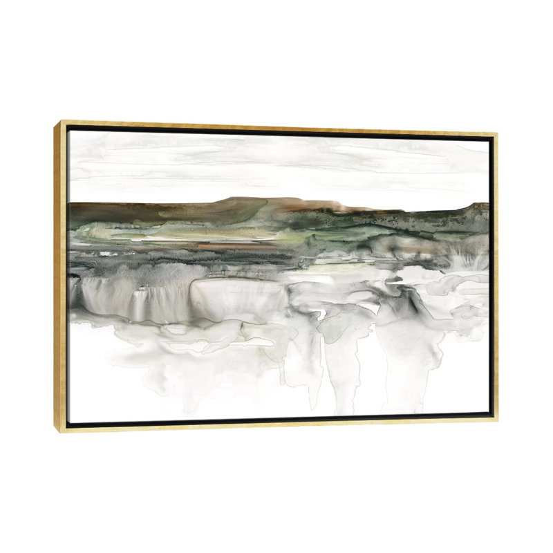 Impression de rivière Flow par Carol Robinson, Pas de tapis, H 18 po x l 26 po x P 1,5 po, Toile encadrée d'or
