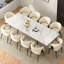 Ensemble de table et de salle à manger extensible en pierre frittée blanche-2142140541-2142140417