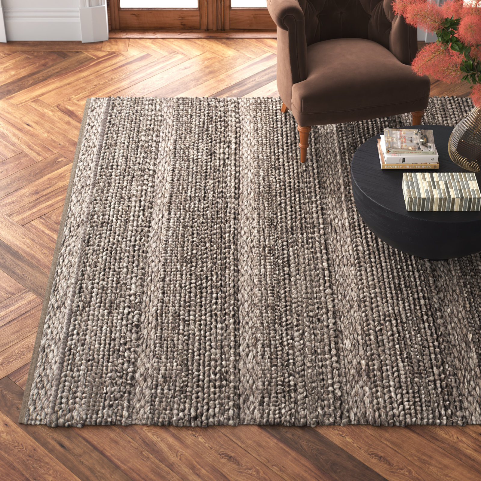 Zekia Flatweave Wool Area Rug, Rectangle 8' x 10'