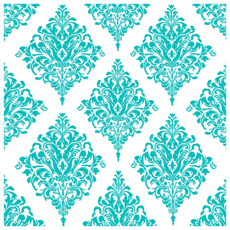 Housses de couette à motif damassé turquoise, Grand lit