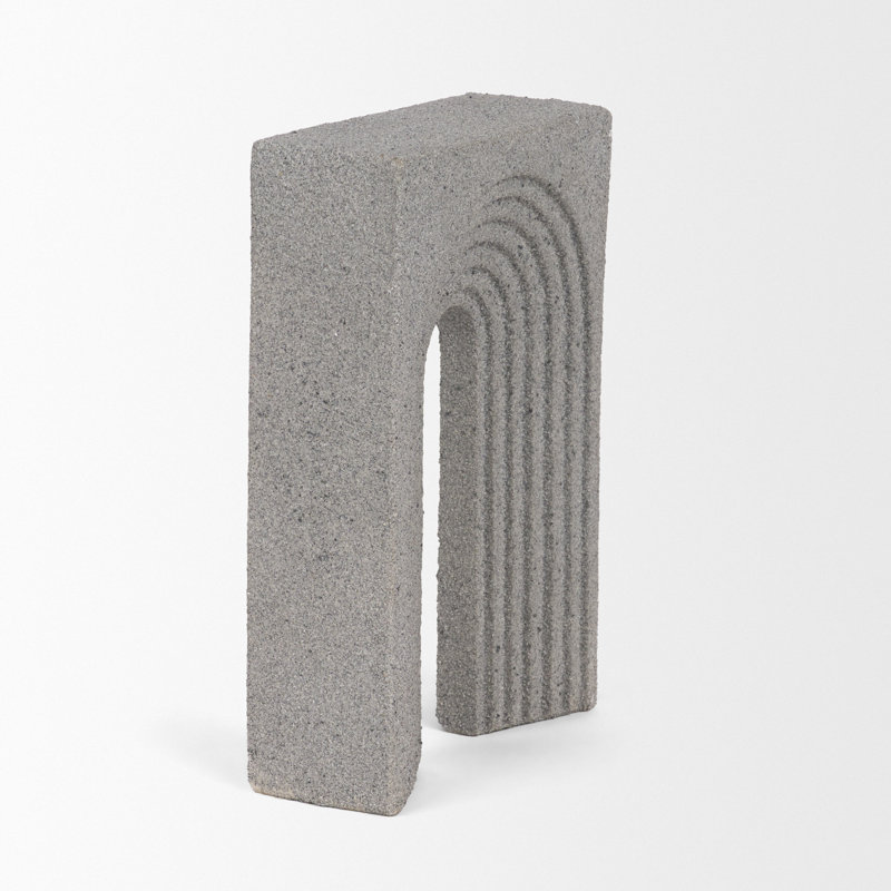 Resin Textured Concrete Decorative Object, 9.5" H x 2.5" W x 6.5" D, Gray