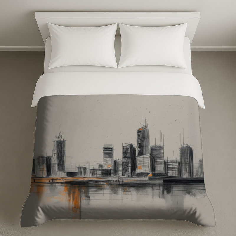 Urban Sketch Cityscape Duvet Covers, King