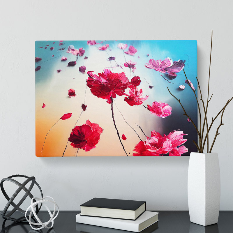 Ethereal Modern Flowers - Wrapped Canvas Print, 50cm H x 76cm W x 3cm D