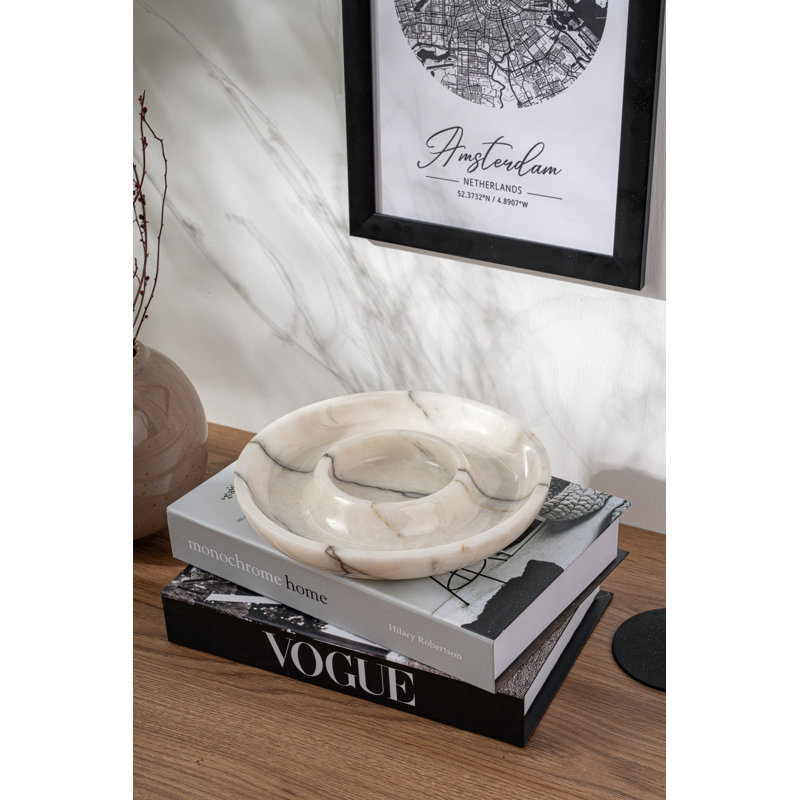 Élégant plateau de salle de bain, 100% marbre de Sicile Lila, 8,7 po de diamètre x 1,2 po de hauteur | Finition blanche luxueuse, durable et élégante | Parfait pour organiser les cosmétiques, les bijoux et la décoration intérieure