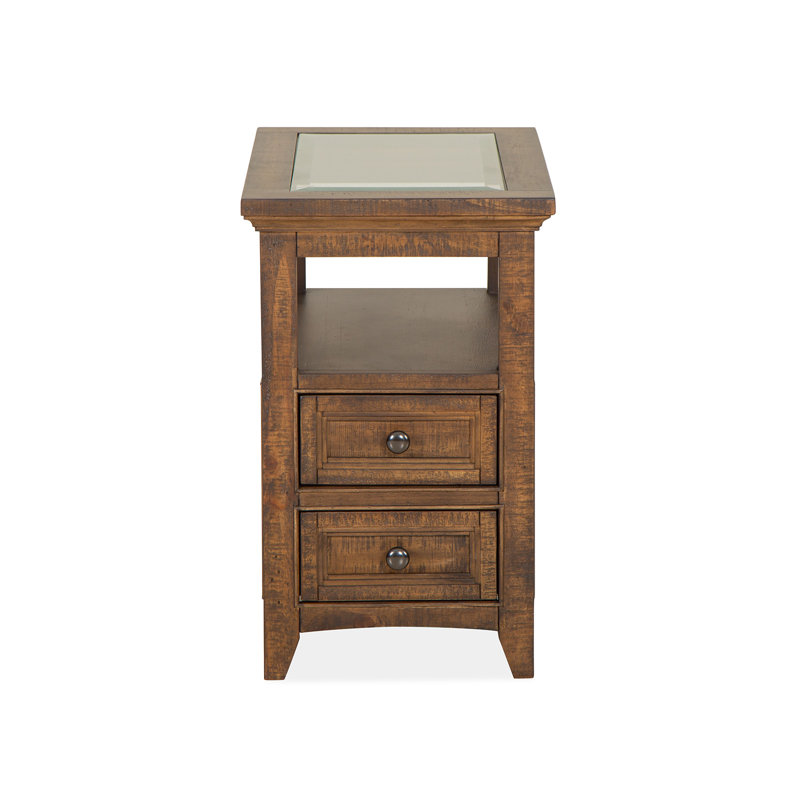 Glass Top 2 - Drawer End Table with Storage