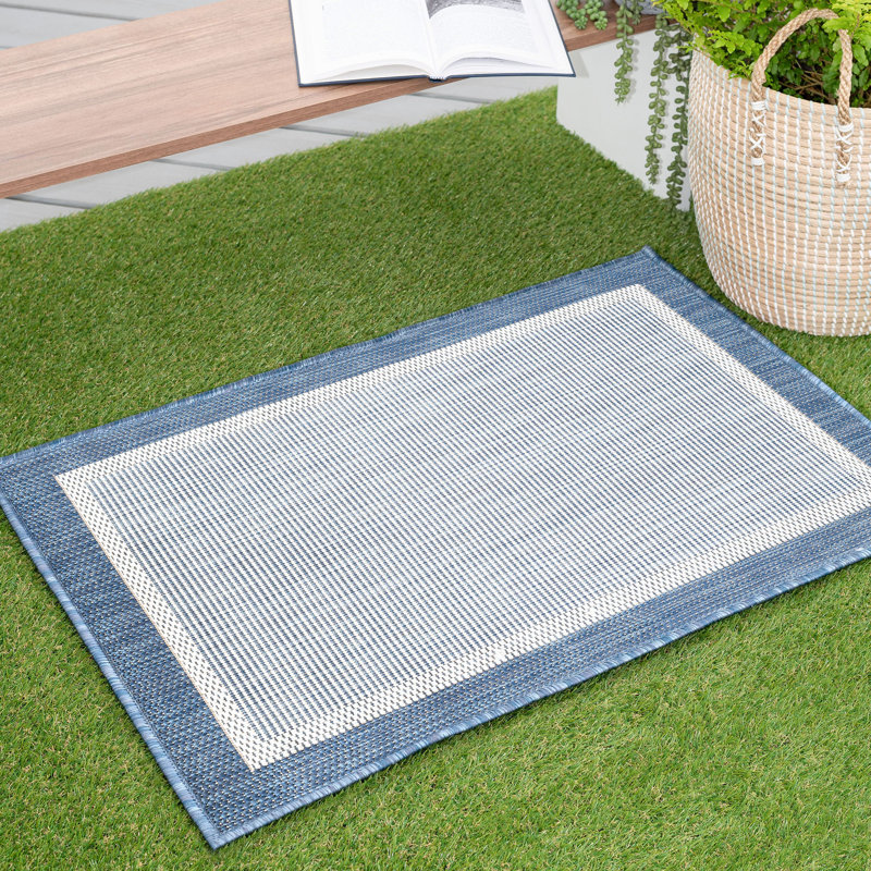 Lockhart Machine Woven Striped Indoor Outdoor Area Rug, Rectangle 2' x 3'