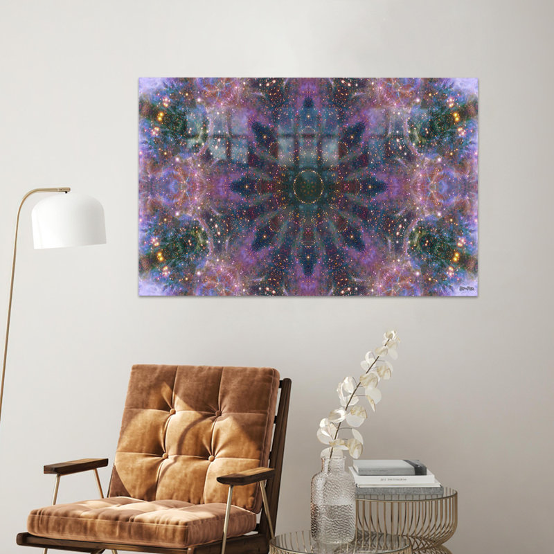 Art mural moderne en verre Mandala moderne pour décoration de chambre minimaliste, H 9,1 po x l 14,2 po