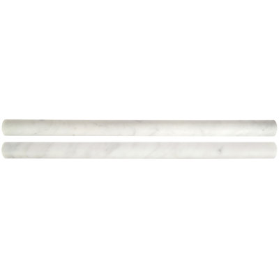 Carrara White 0.75 in. x 12 in. Honed Marble Pencil Molding Tile Trim