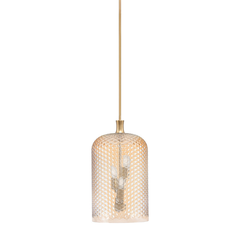 Ensemble de 3 tiges Aleshire montrées en laiton vieilli avec verre texturé ambre de 12 po