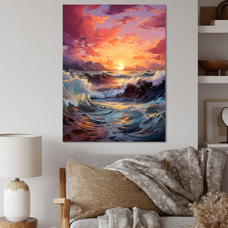 «Horizon's Embrace Photorealistic Sunset IV - Sunset», art mural, Toile tendue, H 32 po x l 24 po