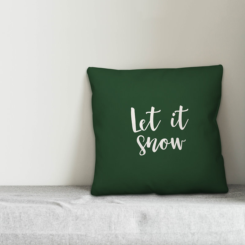  Let it Snow Pillow, Dark Green, Pillow Cover