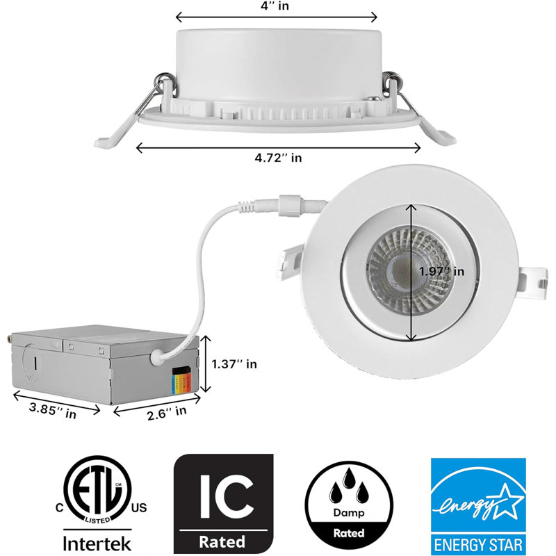 Ensemble d'éclairage encastré standard à intensité variable de 4 po à température de couleur réglable