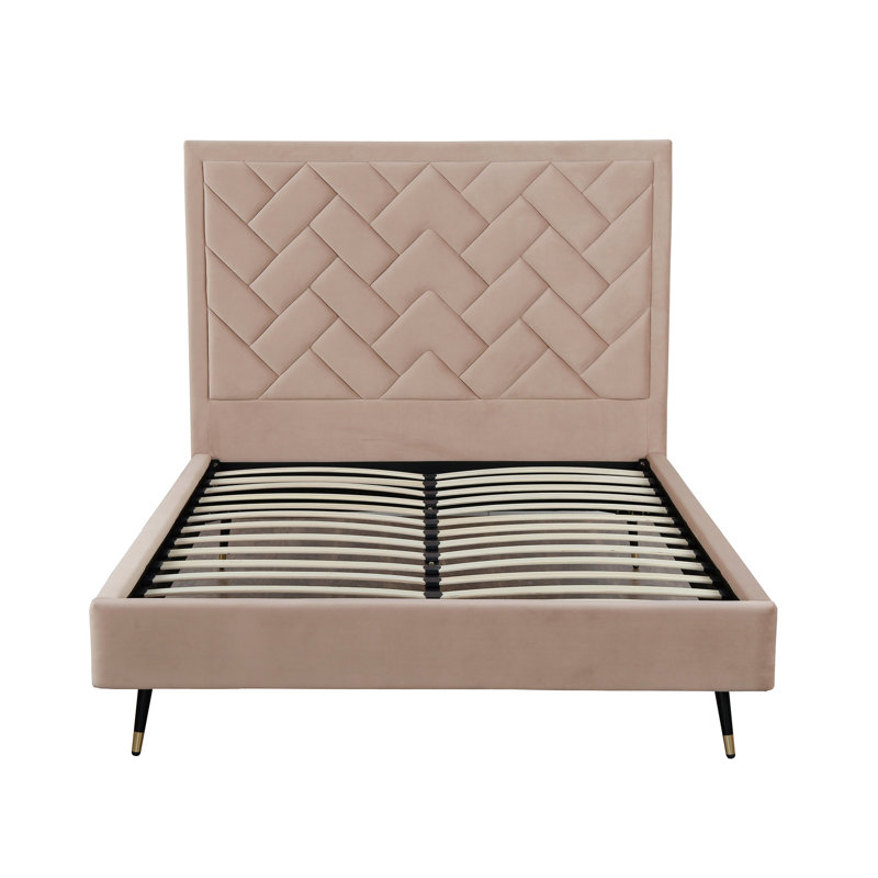 Lit plateforme en bois d'eucalyptus Crosby, Grand, Brun clair