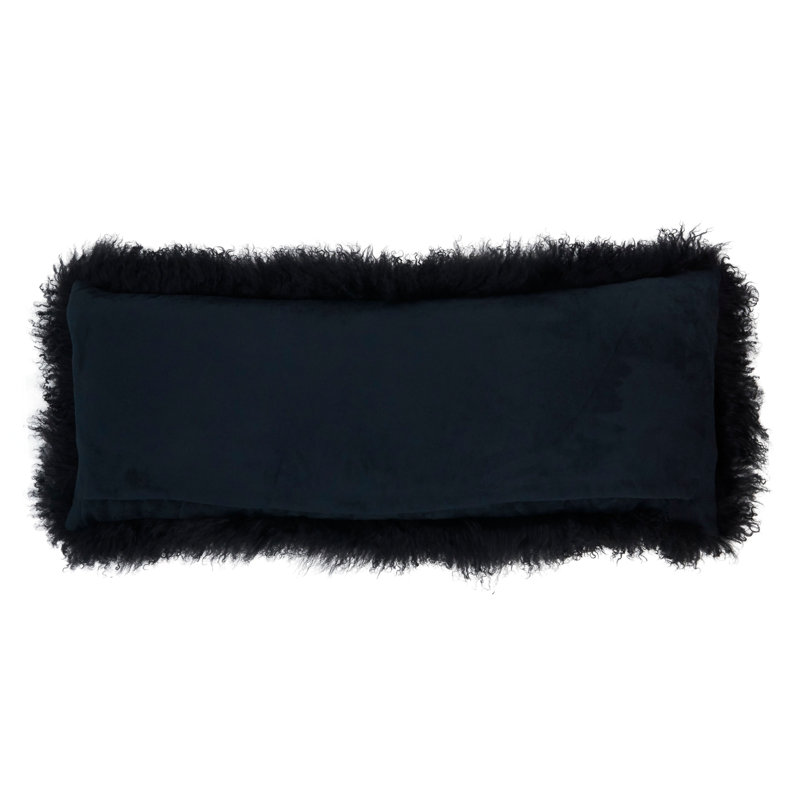 Iyana Wool Throw Pillow, Black, 14"H x 36"W