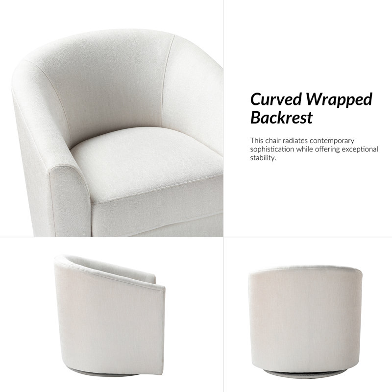 Fauteuil d'appoint pivotant rembourré Amiir, Blanc
