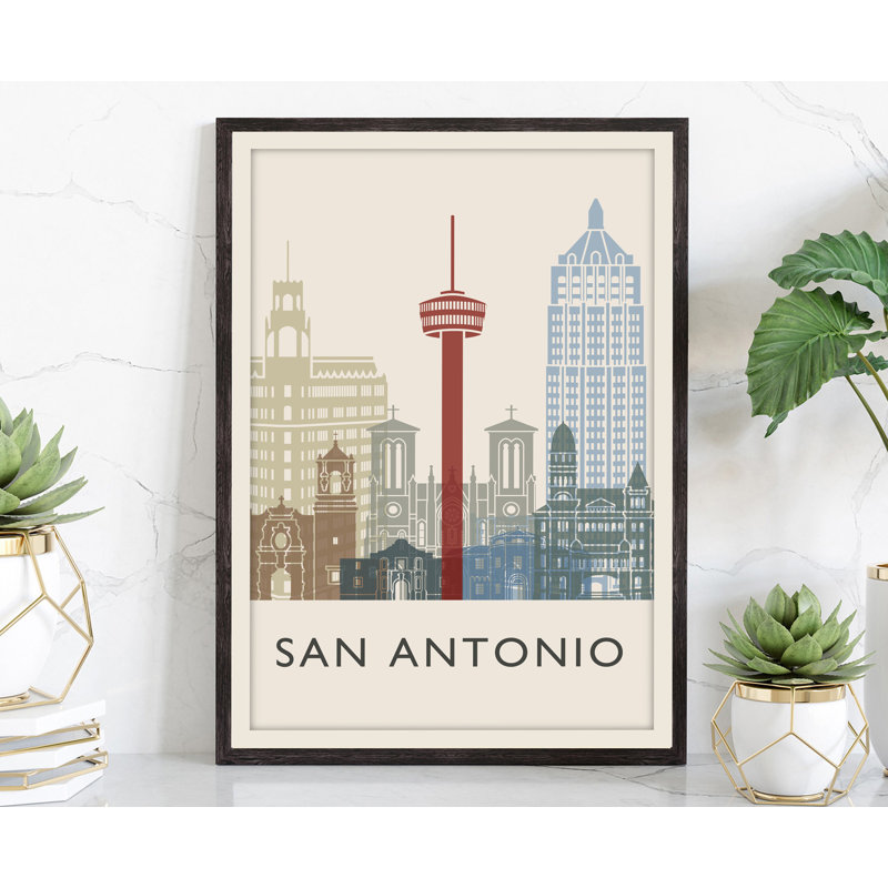Illustration de San Antonio, villes américaines, affiche non encadrée, art mural Texas State, H 14 po x l 11 po x P 0,35 po
