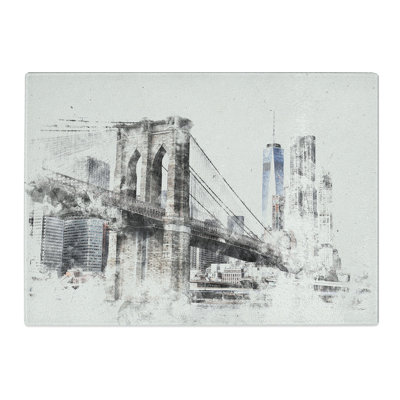 Tempered Glass Brooklyn Bridge in New York Chopping Board
