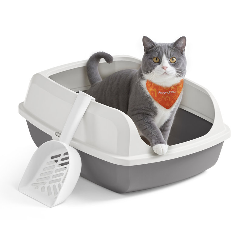 Polypropylene Litter Box, 7.68" H x 19.88" W x 14.76" D, Cloud White