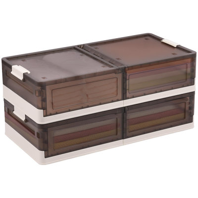Under Bed Storage with Wheels, 15.2Gal Stackable Under Bed Storage Containers with Lids, Plastic Collapsible Organizer(Grey/2 Pack)