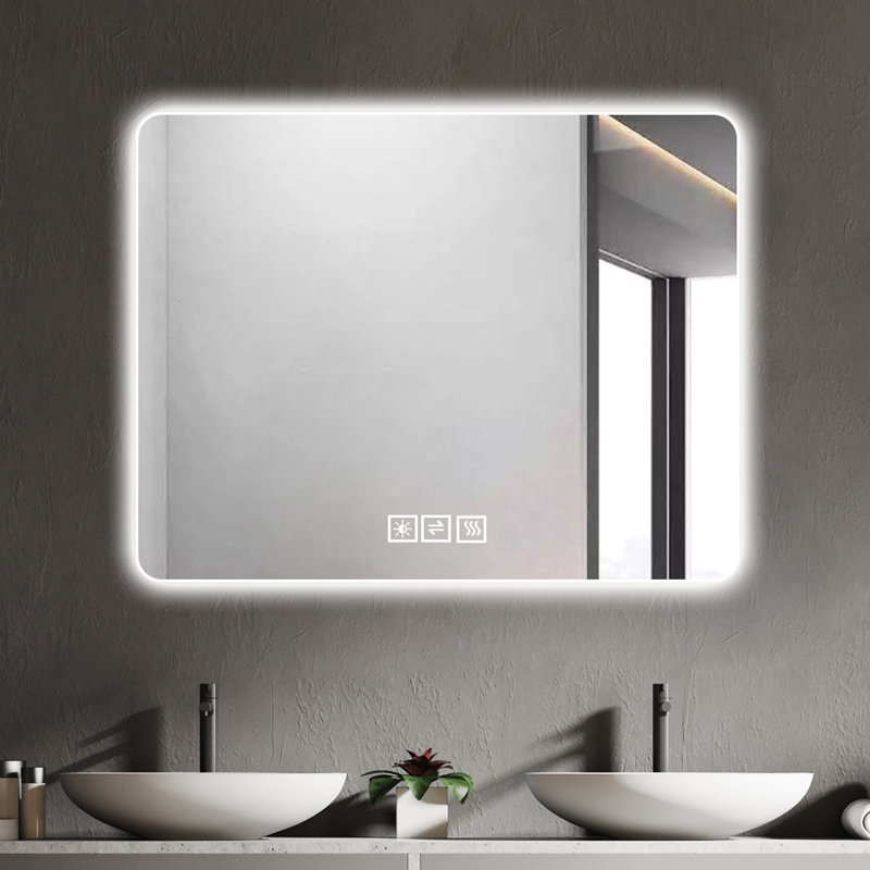 Miroir mural mural pour salle de bain: brouillard, réglage à 5 niveaux, contrôle à l'épreuve du bruit, design