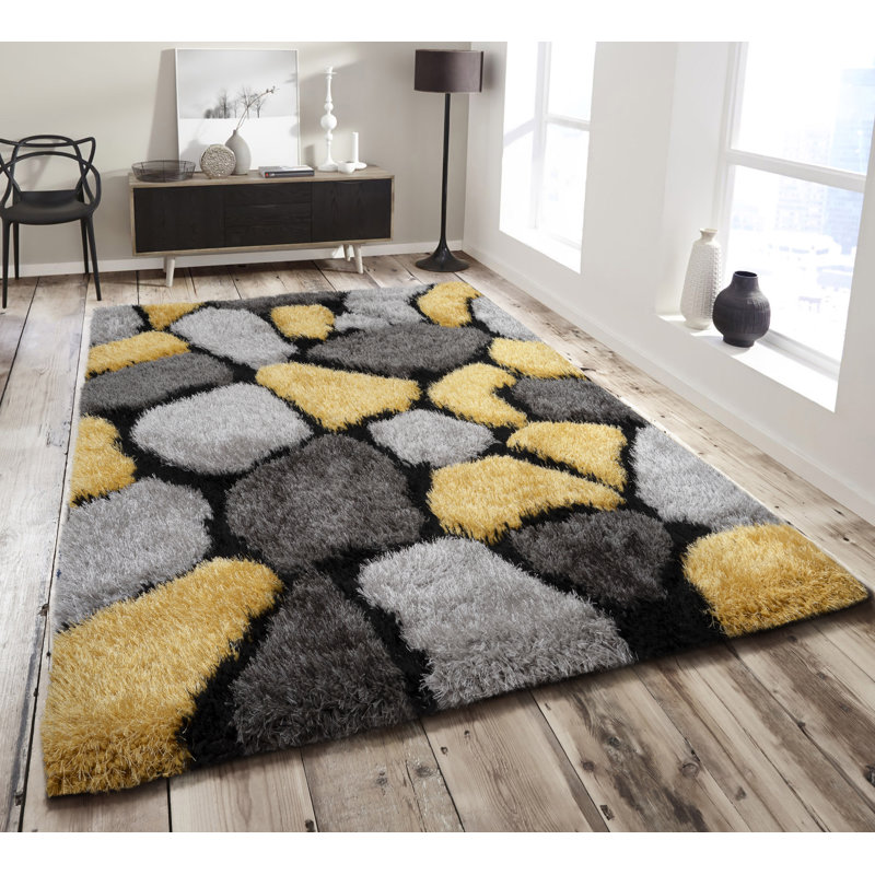 Hosston Geometric Hand Woven Shag Area Rug, Rectangle 60 x 110cm