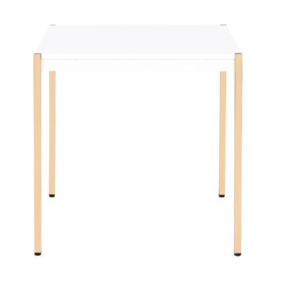 Gold - Toned Square End Table With White Top And Metal Legs, 53Mm Thick Surface, Simple Look, 24 Inches In All Dimensions Straightforward Depth