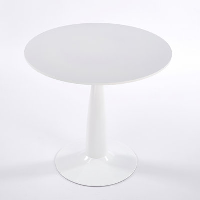 Table à piédestal Mid-Century moderne pour la salle à manger ou le café, 4 à 6 places, plateau en panneau de fibres à densité moyenne blanc, multifonctionnel pour le bureau de la cuisine du salon.