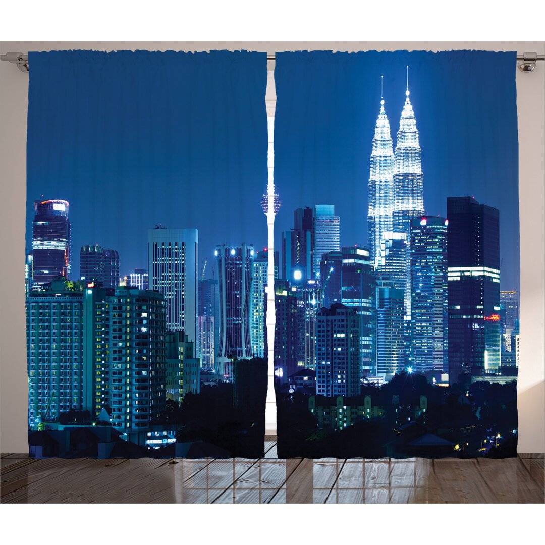 Rustikaler Vorhang, Kuala Lumpur Skyline, Landschaft, Marine Schwarz