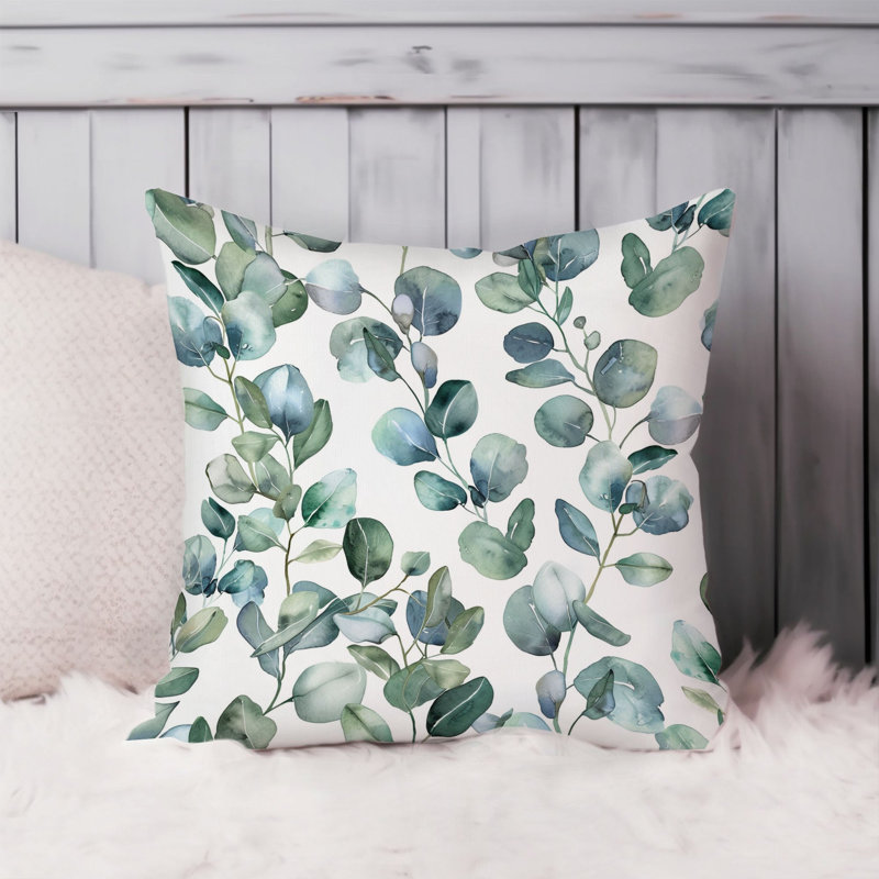Botanical Eucalyptus Leaves Pattern VII Pillow Cover, 20"H x 20"W