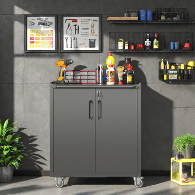 Armoire de rangement en métal robuste avec roulettes - Armoire de rangement pour outils robuste et durable