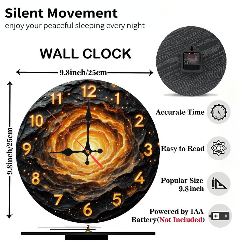 horloge spirale cosmique, conception galaxie ardente