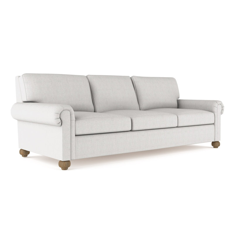 Canapé Leroy, H 36 po x l 84 po x P 49 po, Velours moelleux argenté, Patiné