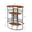 Table de bar ovale avec comptoir en bois et rangement pour bouteilles de vin, support à boulanger pour salle à manger, brun