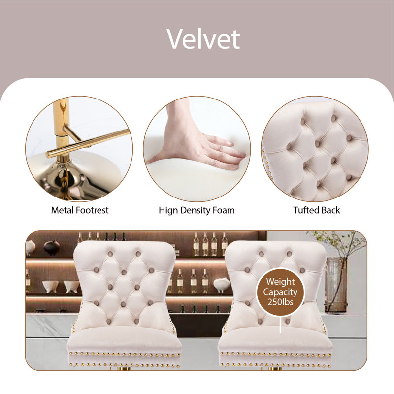 Tabouret pivotant à hauteur réglable Jocimar, Beige