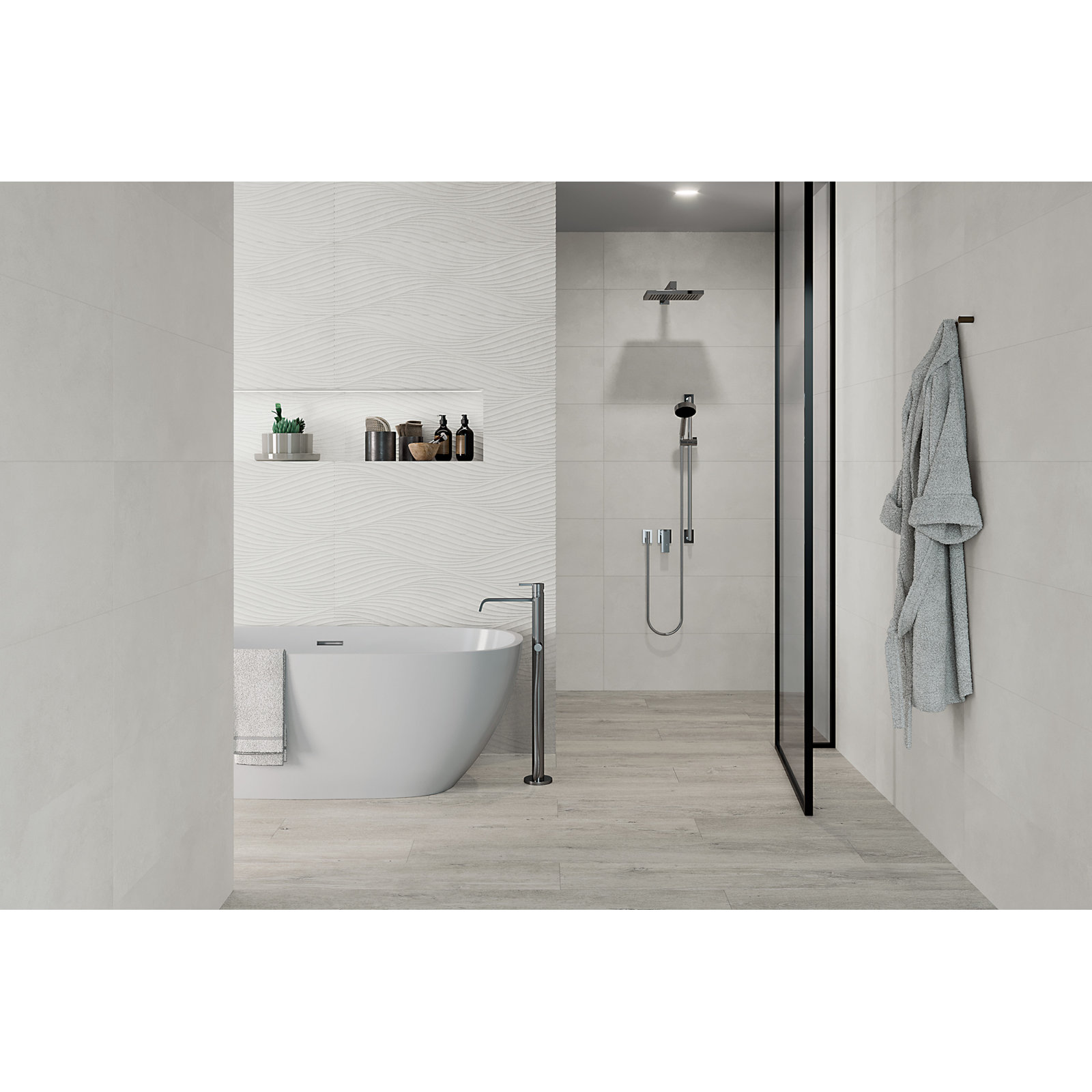 Donna 13" x 40" Wave Ceramic Tile, Silver