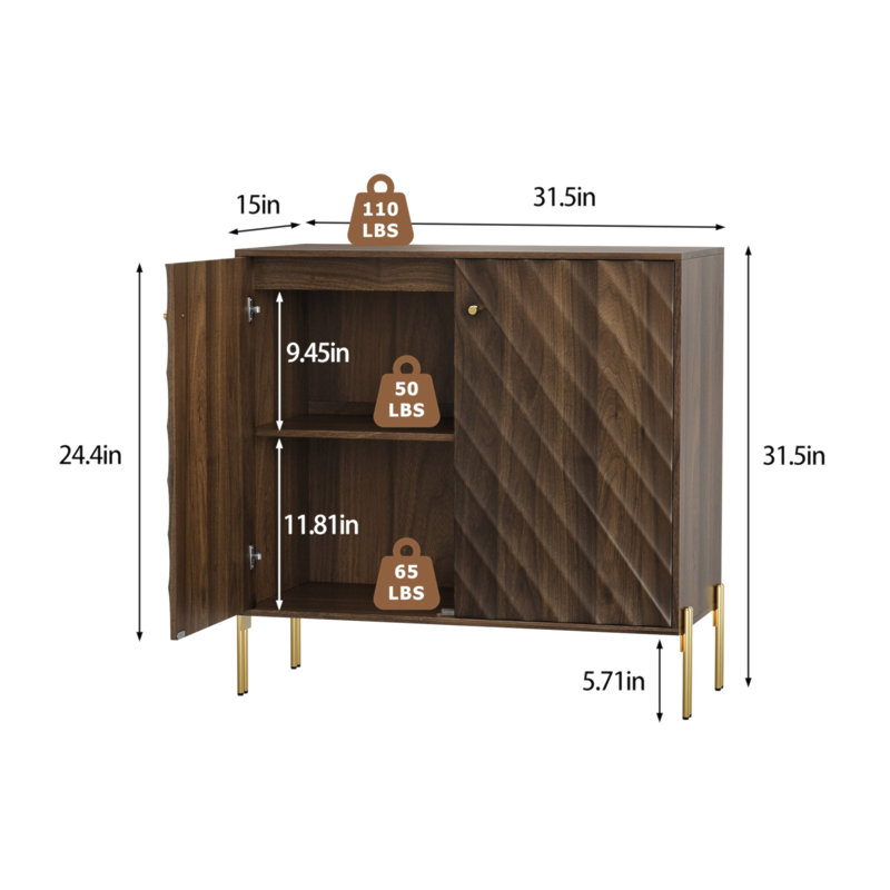 Sideboard Buffet With Storage, Mid-Century Modern Style Storage Cabinets, Walnut Sideboard For Living Room, Dining Room, Entryway, Hallway, Kitchen