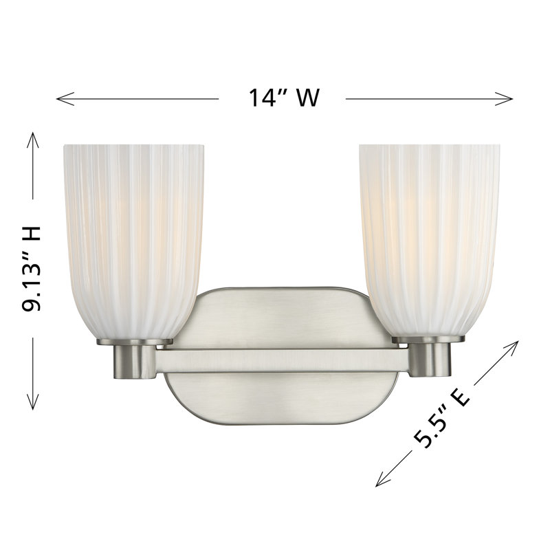 2-Light Bathroom Vanity Light in Satin Nickel, Satin Nickel, 2