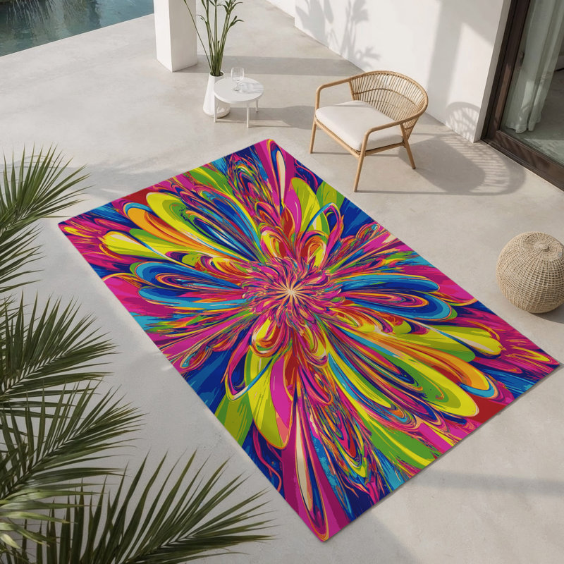 Spectrum Swirl Indoor And Outdoor Area Rug, Rectangle 2' x 3'