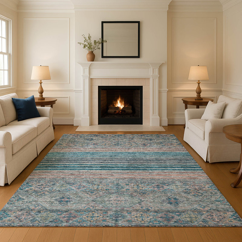 Premium Machine Washable Brennon AMF1641 Stripes Rug, Rectangle 2'6" x 3'10"